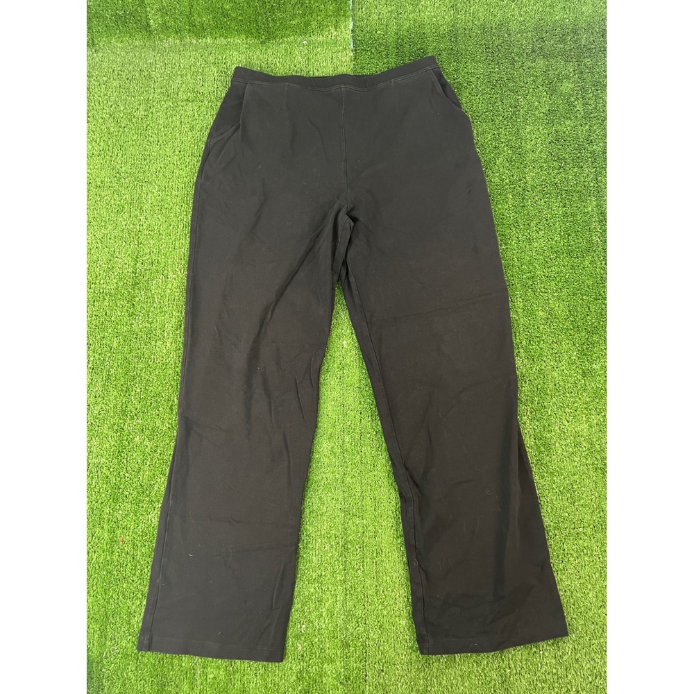 LL Bean Womens Black Perfect Fit Straight Leg Knit Pants Size L 252079